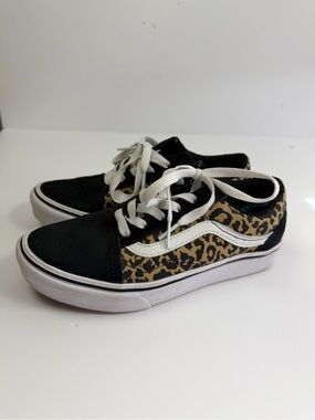 Vans Leopard Print Low-Top Sneakers in Black, White, and Brown